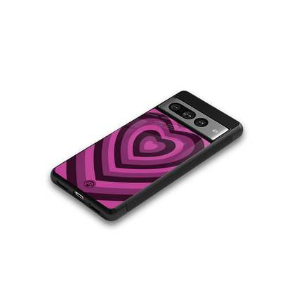 y2k burgundy hearts aesthetic back phone cover | glass case for google pixel 7 pro