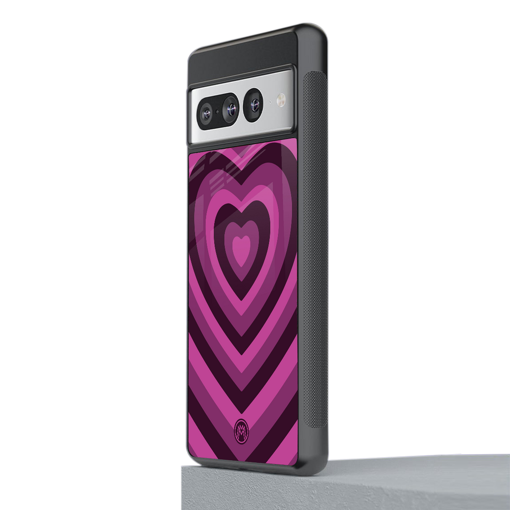 y2k burgundy hearts aesthetic back phone cover | glass case for google pixel 7 pro