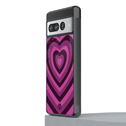 y2k burgundy hearts aesthetic back phone cover | glass case for google pixel 7 pro