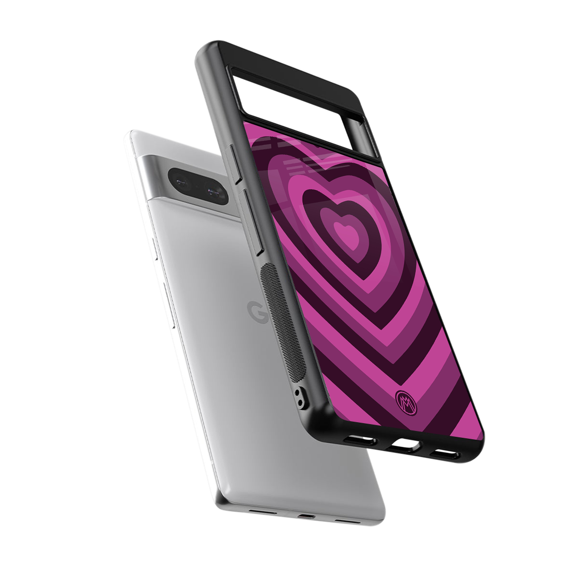 y2k burgundy hearts aesthetic back phone cover | glass case for Google Pixel 7