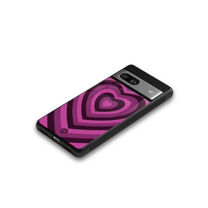 y2k burgundy hearts aesthetic back phone cover | glass case for Google Pixel 7
