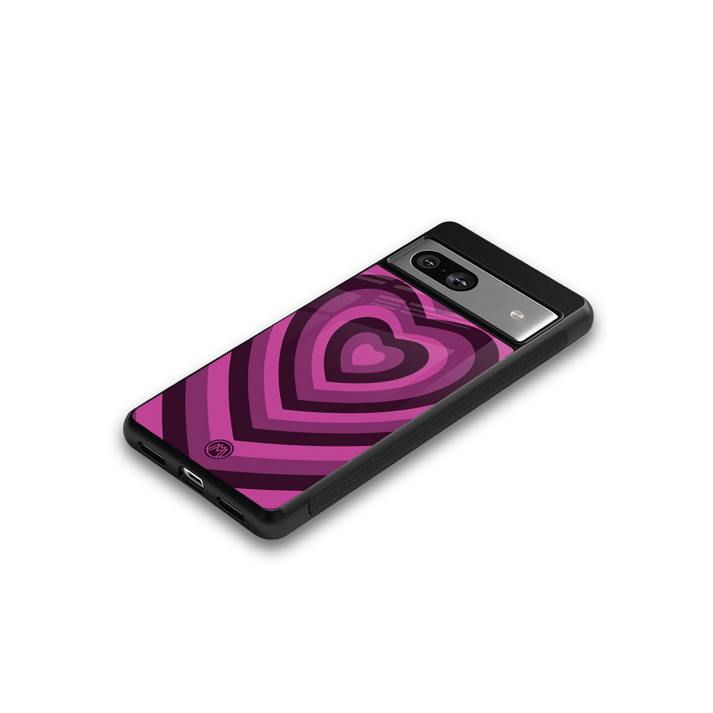 y2k burgundy hearts aesthetic back phone cover | glass case for Google Pixel 7A