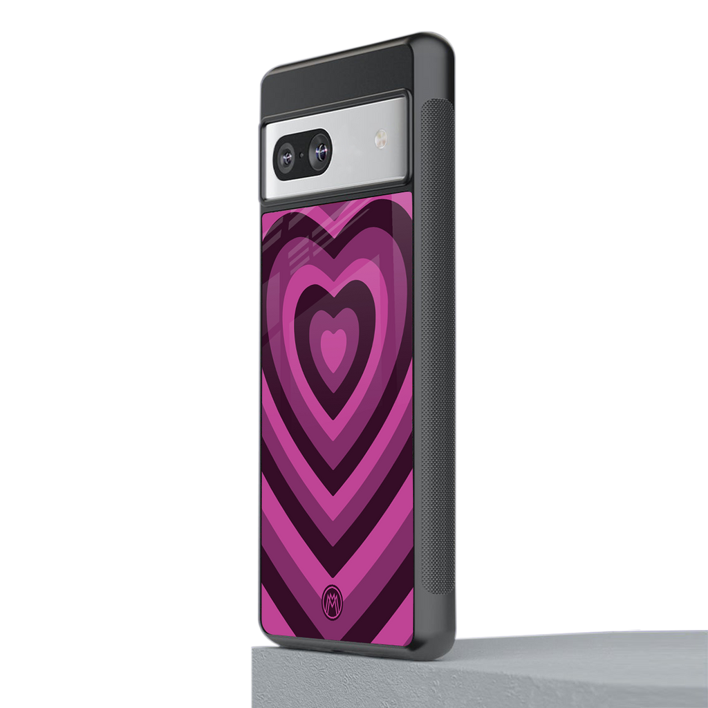 y2k burgundy hearts aesthetic back phone cover | glass case for Google Pixel 7