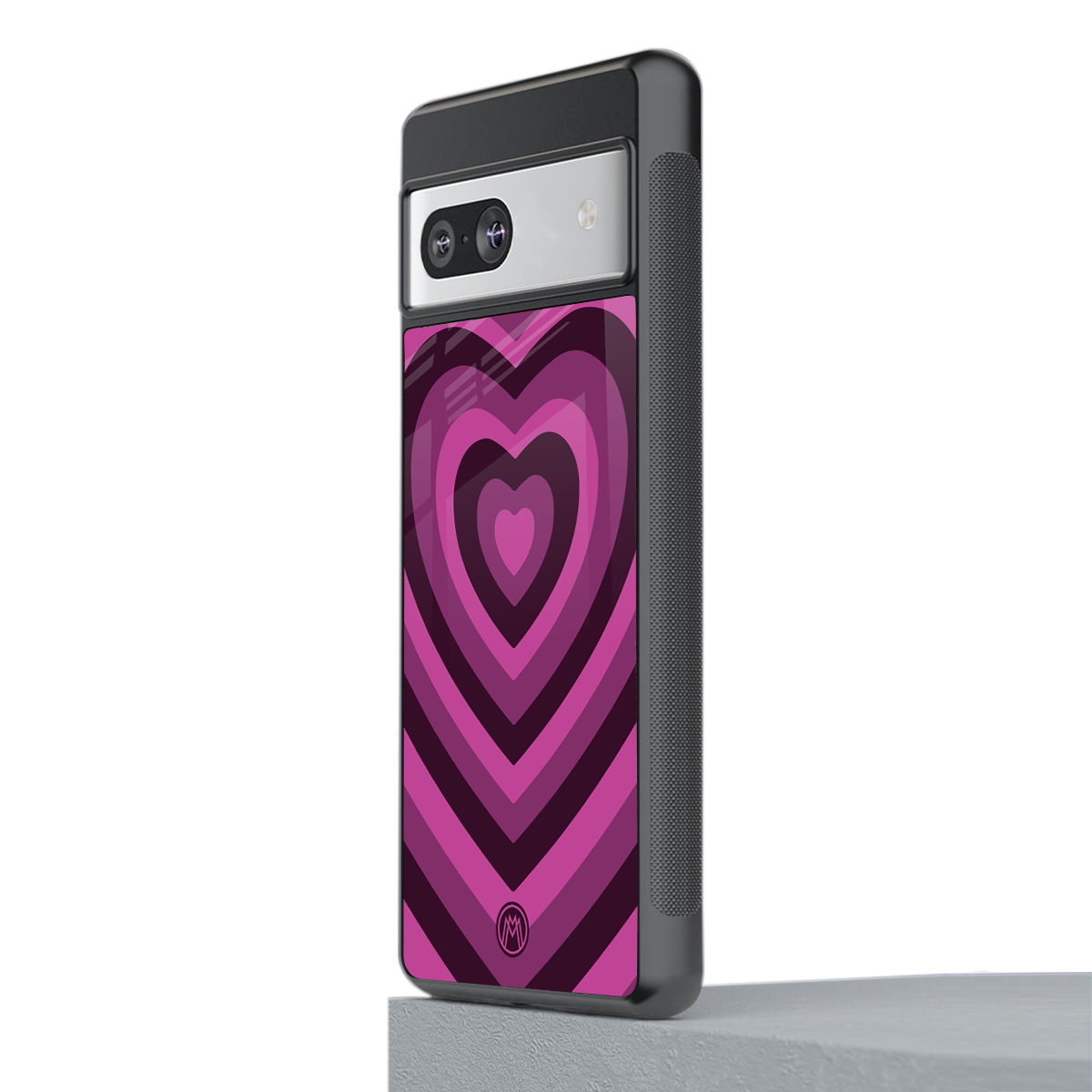 y2k burgundy hearts aesthetic back phone cover | glass case for Google Pixel 7