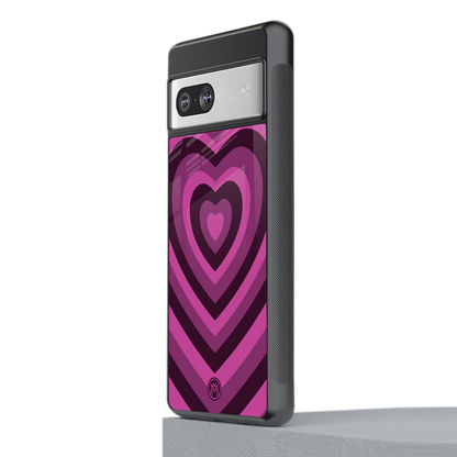 y2k burgundy hearts aesthetic back phone cover | glass case for Google Pixel 7