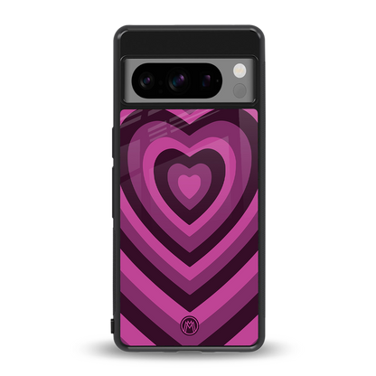 y2k burgundy hearts aesthetic back phone cover | glass case for google pixel 8 pro