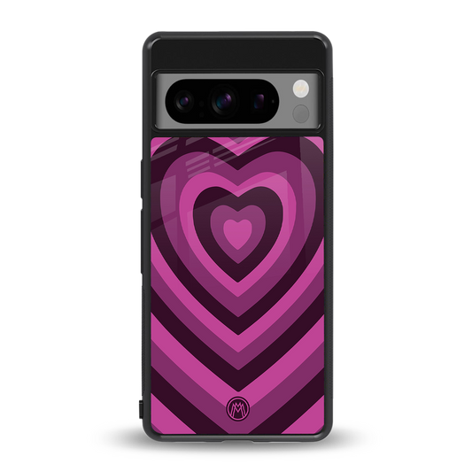 y2k burgundy hearts aesthetic back phone cover | glass case for google pixel 8 pro