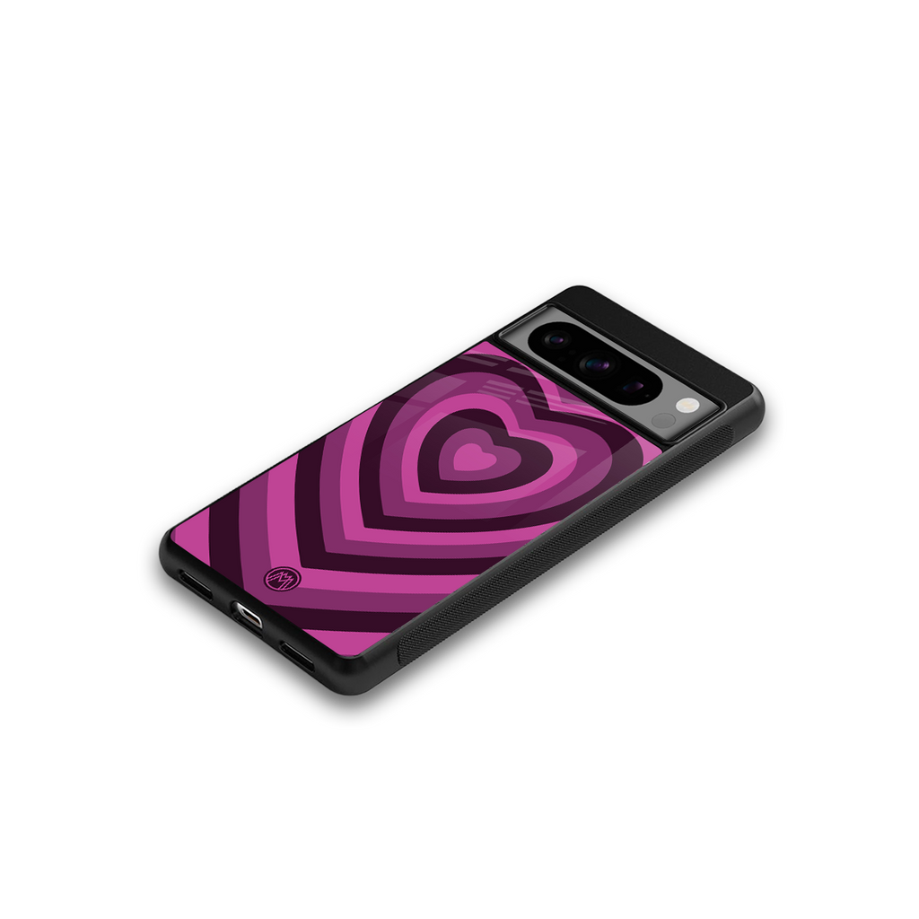 y2k burgundy hearts aesthetic back phone cover | glass case for google pixel 8 pro