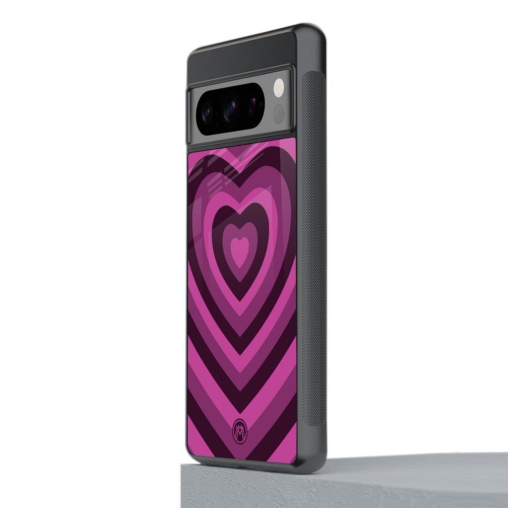 y2k burgundy hearts aesthetic back phone cover | glass case for google pixel 8 pro