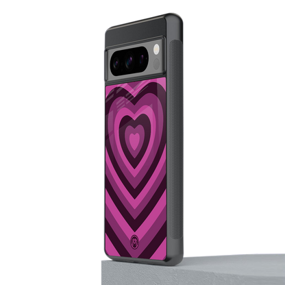 y2k burgundy hearts aesthetic back phone cover | glass case for google pixel 8 pro