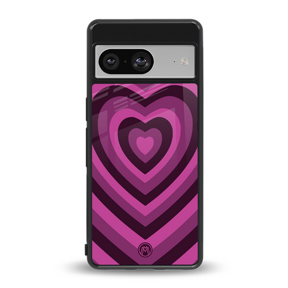 y2k burgundy hearts aesthetic back phone cover | glass case for Google Pixel 8