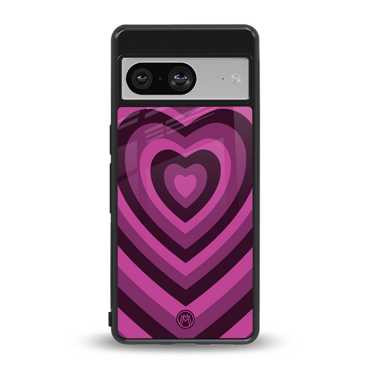 y2k burgundy hearts aesthetic back phone cover | glass case for Google Pixel 8
