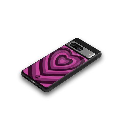y2k burgundy hearts aesthetic back phone cover | glass case for Google Pixel 8
