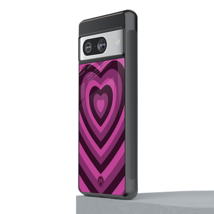 y2k burgundy hearts aesthetic back phone cover | glass case for Google Pixel 8