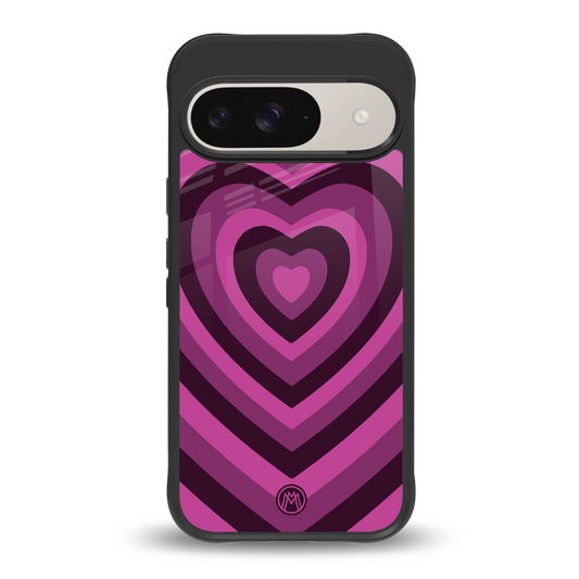 y2k burgundy hearts aesthetic back phone cover | glass case for google pixel 9