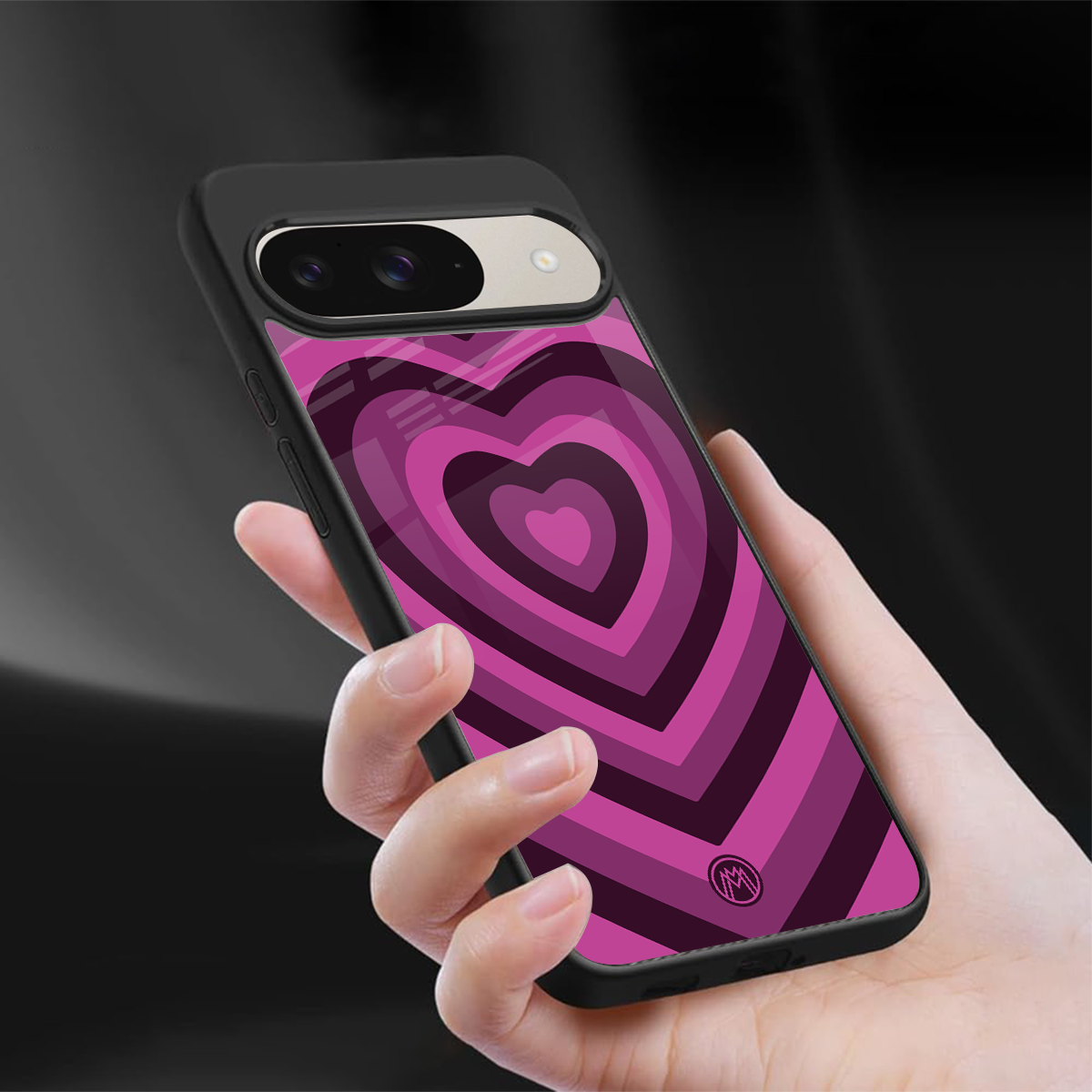 y2k burgundy hearts aesthetic back phone cover | glass case for google pixel 9