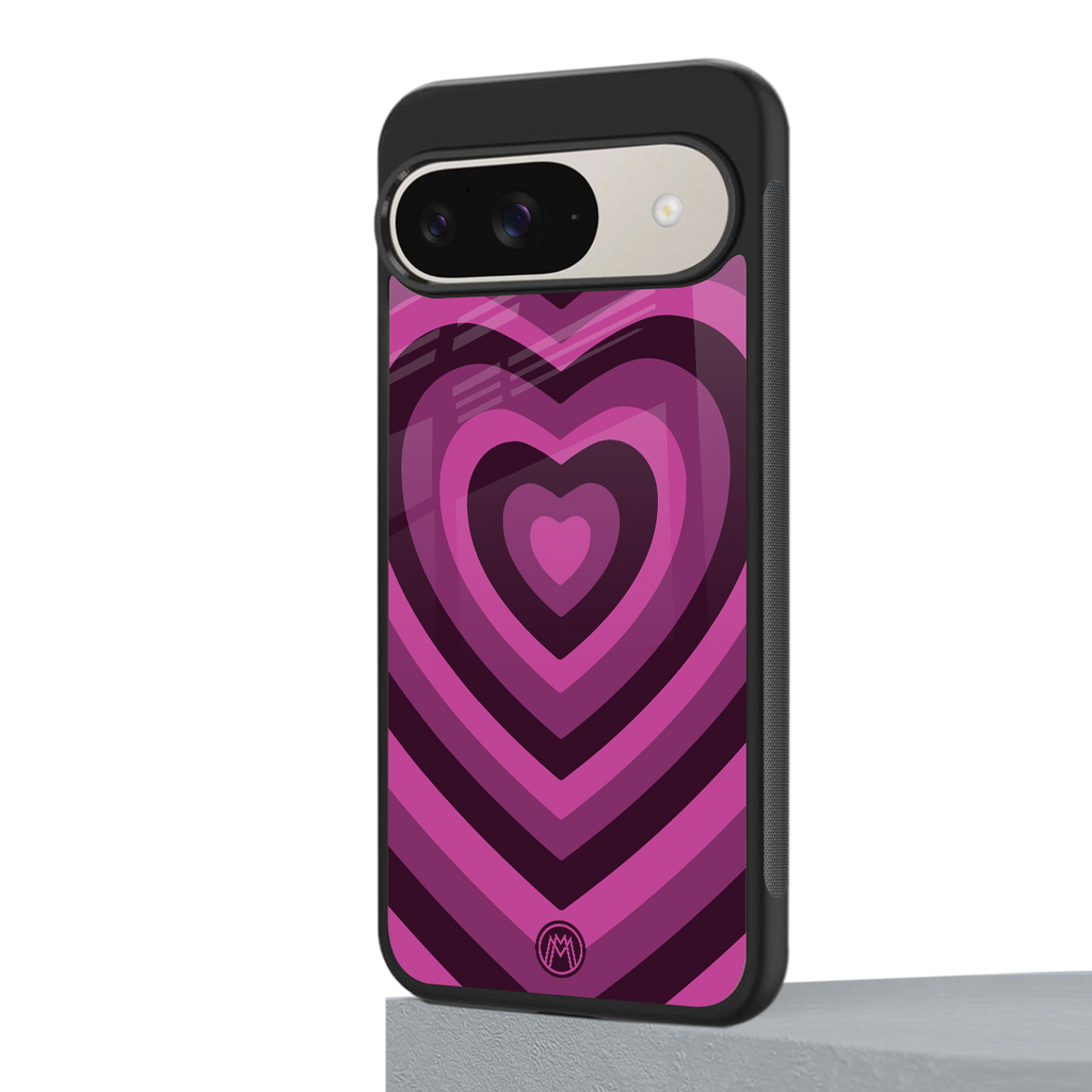 y2k burgundy hearts aesthetic back phone cover | glass case for google pixel 9