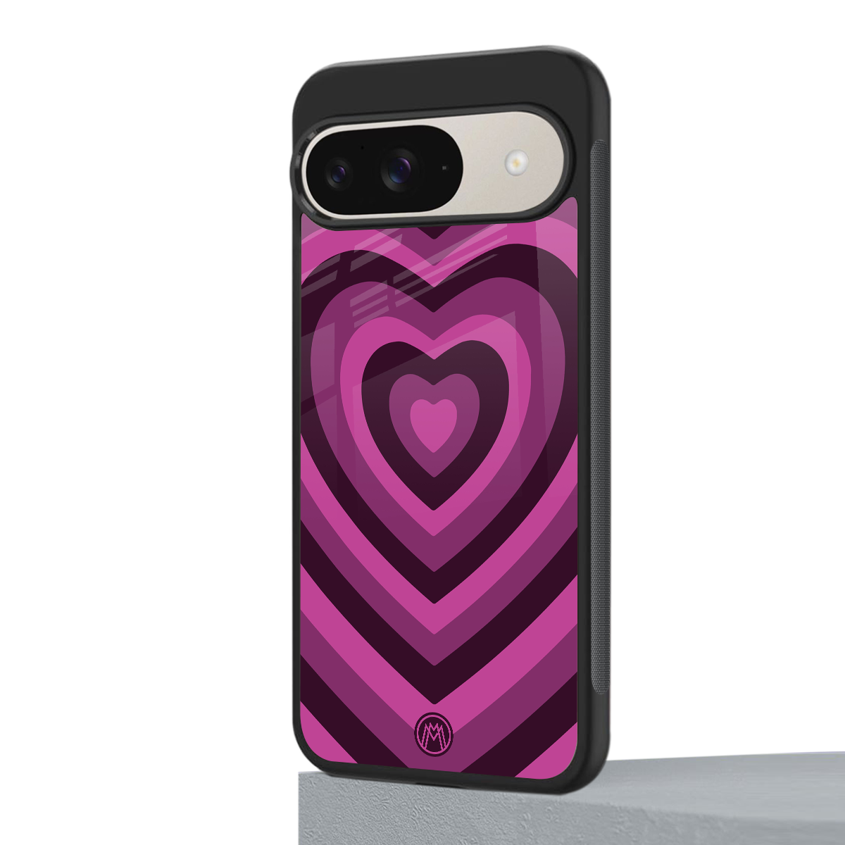 y2k burgundy hearts aesthetic back phone cover | glass case for google pixel 9