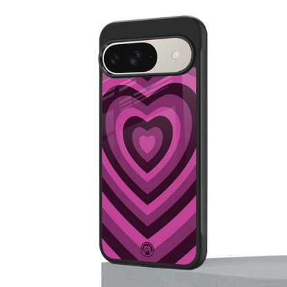 y2k burgundy hearts aesthetic back phone cover | glass case for google pixel 9