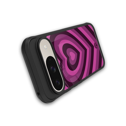y2k burgundy hearts aesthetic back phone cover | glass case for google pixel 9