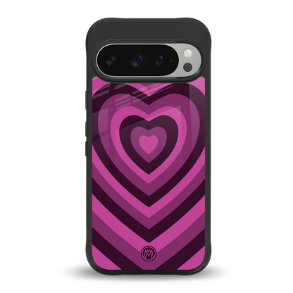 y2k burgundy hearts aesthetic back phone cover | glass case for google pixel 9 pro