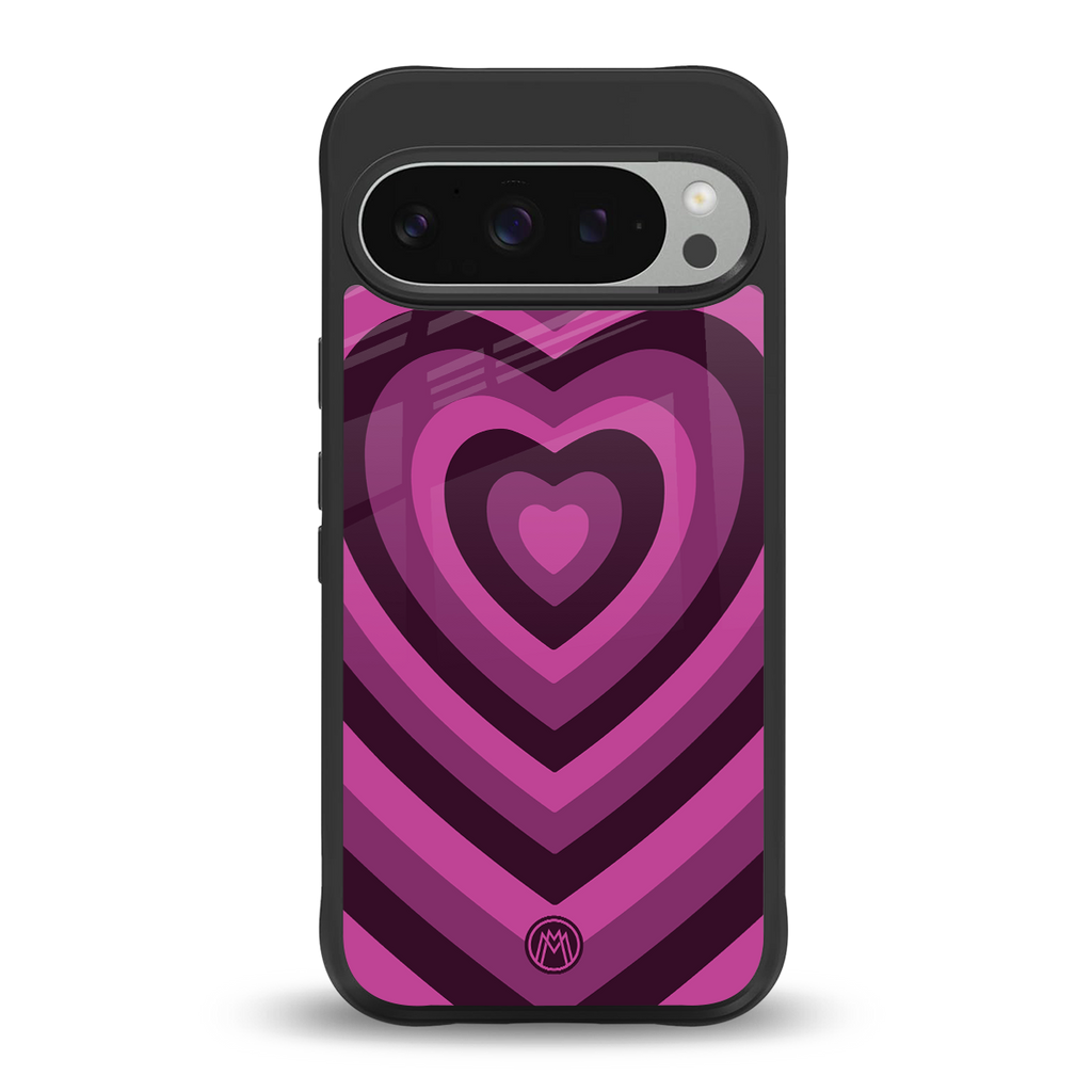 y2k burgundy hearts aesthetic back phone cover | glass case for google pixel 9 pro xl