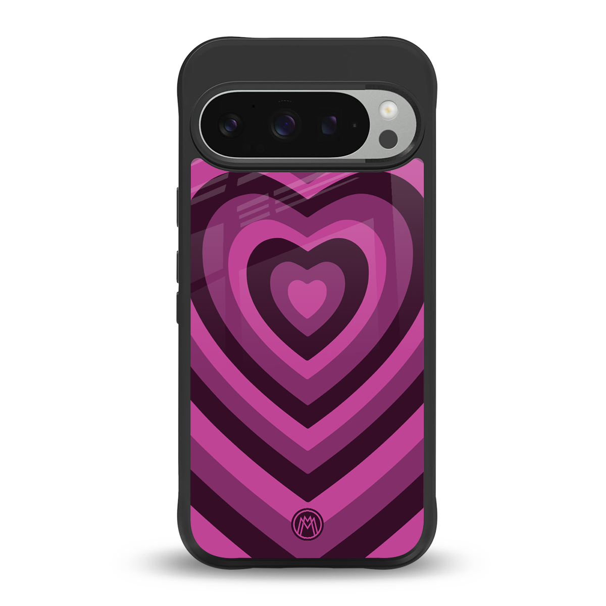 y2k burgundy hearts aesthetic back phone cover | glass case for google pixel 9 pro xl