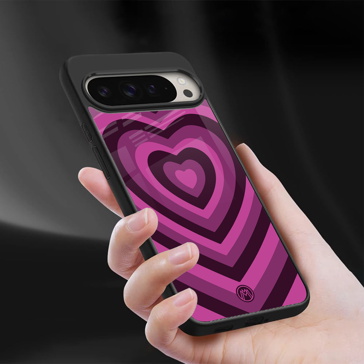 y2k burgundy hearts aesthetic back phone cover | glass case for google pixel 9 pro