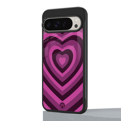 y2k burgundy hearts aesthetic back phone cover | glass case for google pixel 9 pro