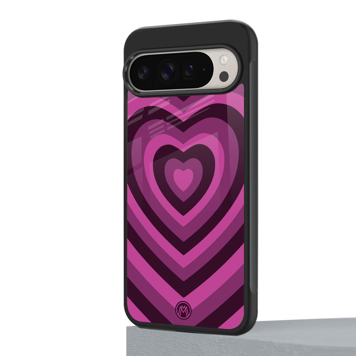 y2k burgundy hearts aesthetic back phone cover | glass case for google pixel 9 pro xl