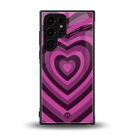 y2k burgundy hearts aesthetic back phone cover | glass case for samsung galaxy s24 ultra