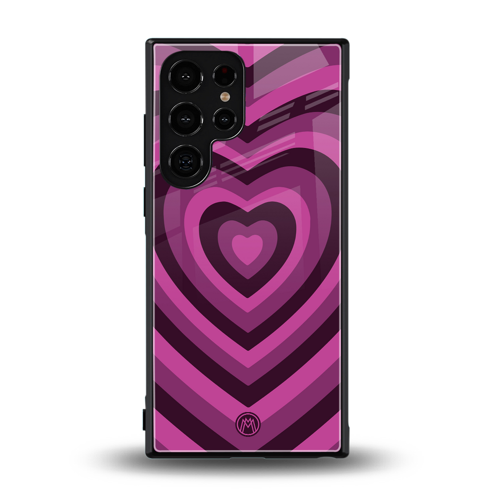 y2k burgundy hearts aesthetic back phone cover | glass case for samsung galaxy s23 ultra