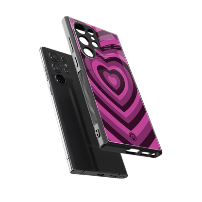y2k burgundy hearts aesthetic back phone cover | glass case for samsung galaxy s24 ultra