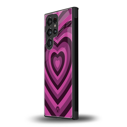 y2k burgundy hearts aesthetic back phone cover | glass case for samsung galaxy s24 ultra