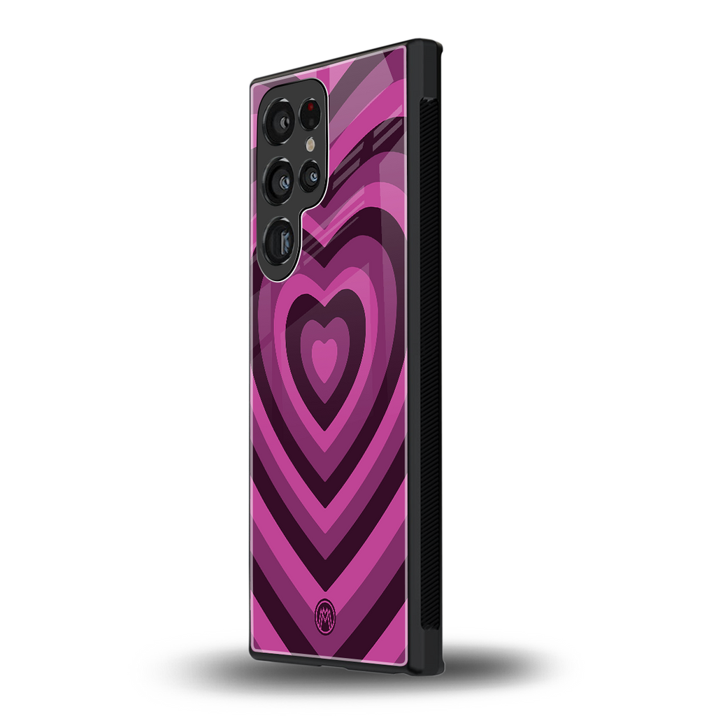 y2k burgundy hearts aesthetic back phone cover | glass case for samsung galaxy s23 ultra