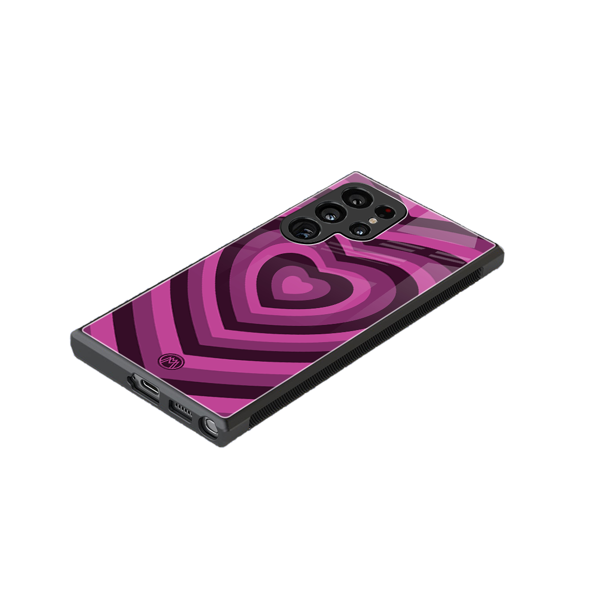 y2k burgundy hearts aesthetic back phone cover | glass case for samsung galaxy s24 ultra