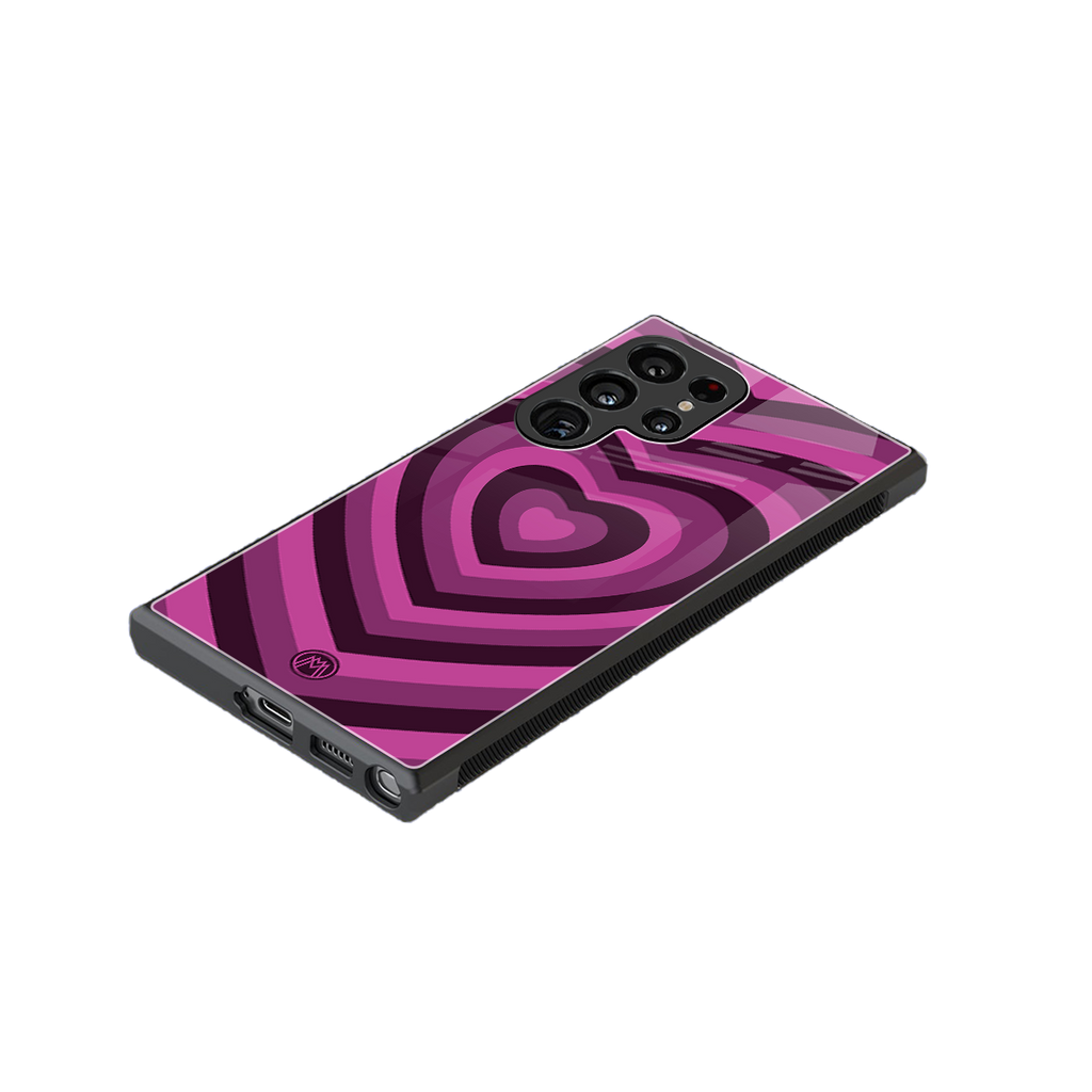 y2k burgundy hearts aesthetic back phone cover | glass case for samsung galaxy s23 ultra