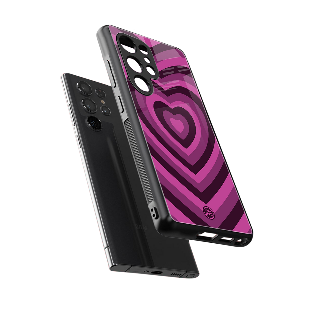 y2k burgundy hearts aesthetic back phone cover | glass case for samsung galaxy s25 ultra