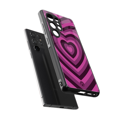 y2k burgundy hearts aesthetic back phone cover | glass case for samsung galaxy s25 ultra