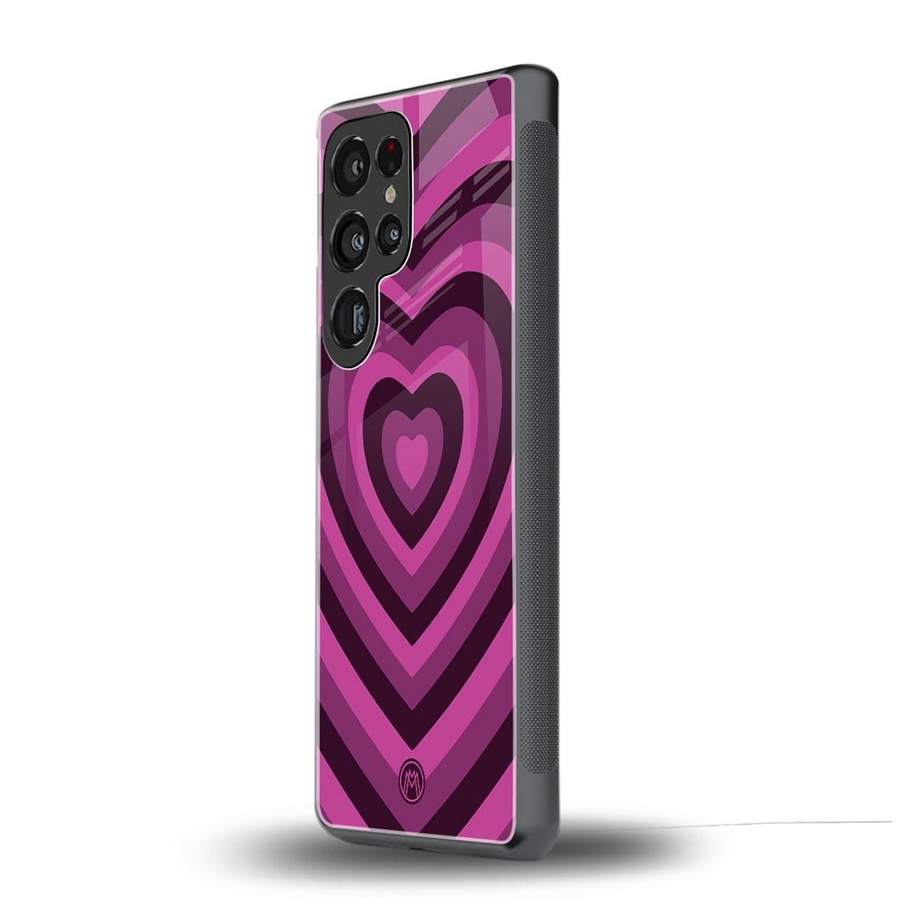 y2k burgundy hearts aesthetic back phone cover | glass case for samsung galaxy s25 ultra