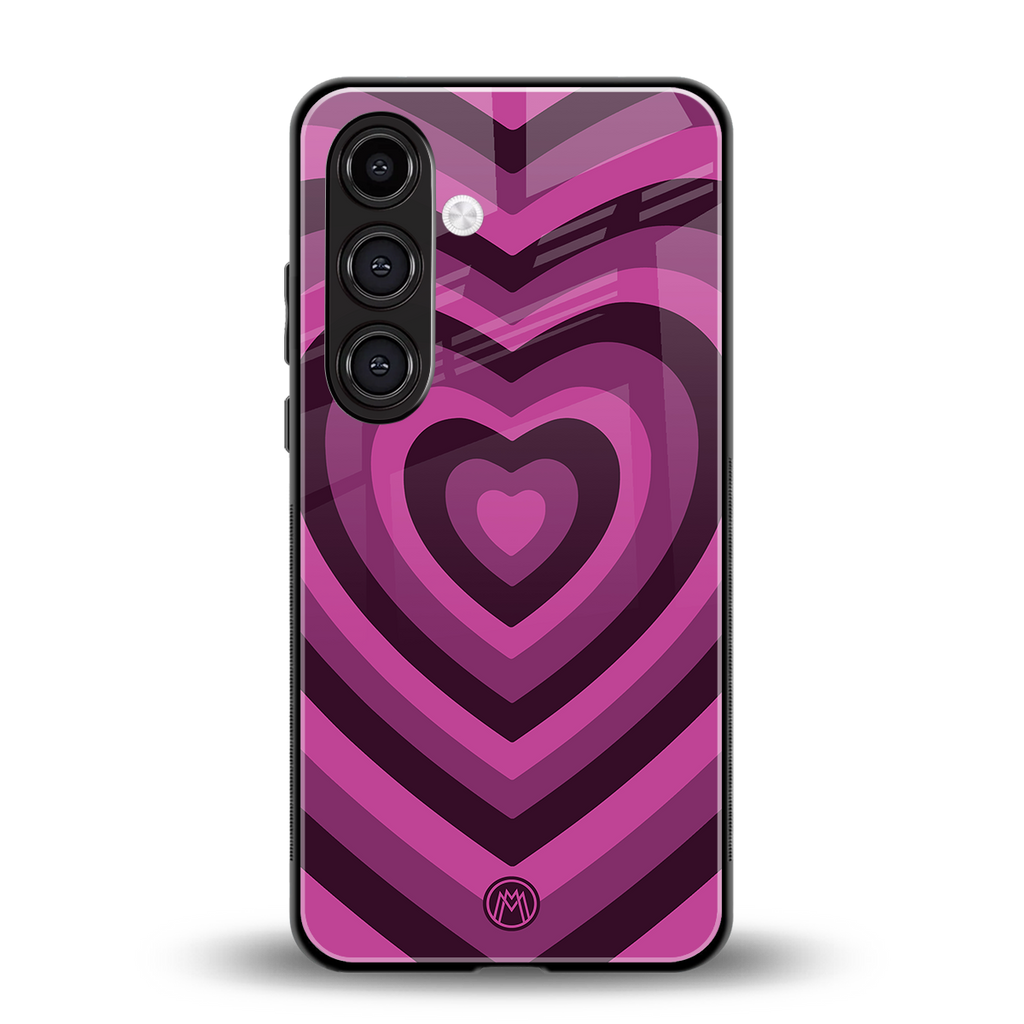 y2k burgundy hearts aesthetic back phone cover | glass case for samsung galaxy s24 plus