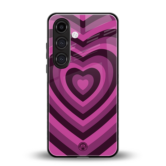 y2k burgundy hearts aesthetic back phone cover | glass case for samsung galaxy s24 plus