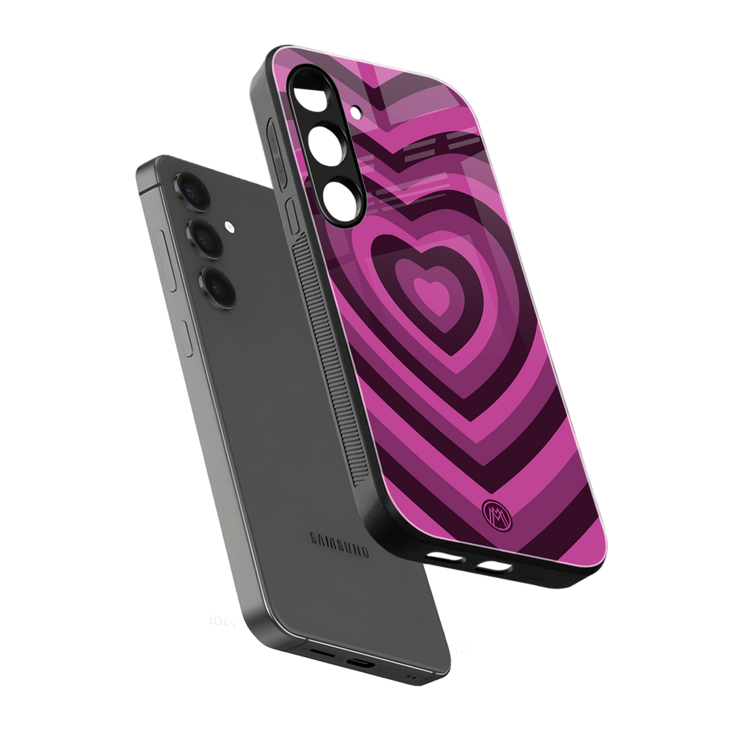 y2k burgundy hearts aesthetic back phone cover | glass case for samsung galaxy s24