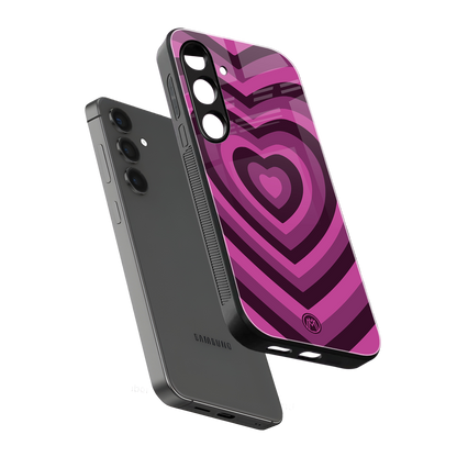 y2k burgundy hearts aesthetic back phone cover | glass case for samsung galaxy s23 plus