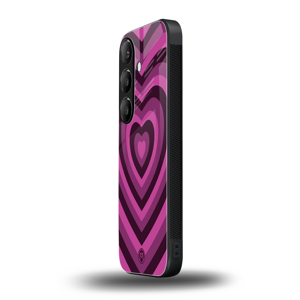 y2k burgundy hearts aesthetic back phone cover | glass case for samsung galaxy s24 plus
