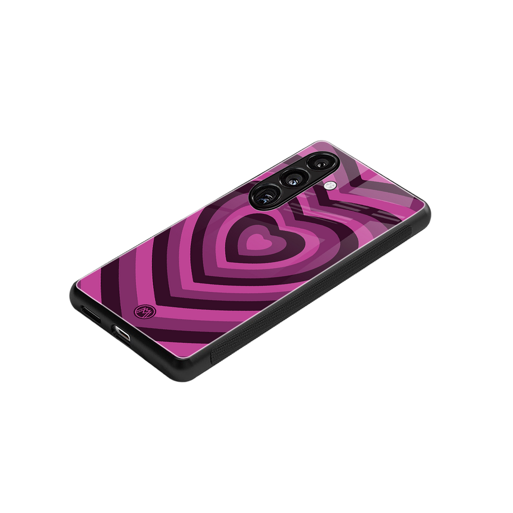 y2k burgundy hearts aesthetic back phone cover | glass case for samsung galaxy s24 plus