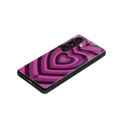 y2k burgundy hearts aesthetic back phone cover | glass case for samsung galaxy s24 fe