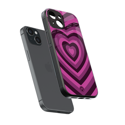 y2k burgundy hearts aesthetic back phone cover | glass case for iphone 14