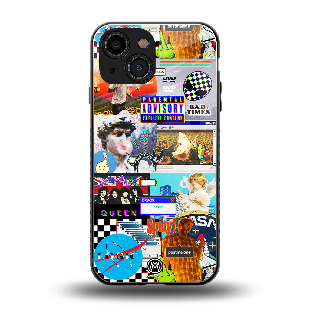 y2k collage aesthetic back phone cover | glass case for iphone 13 mini