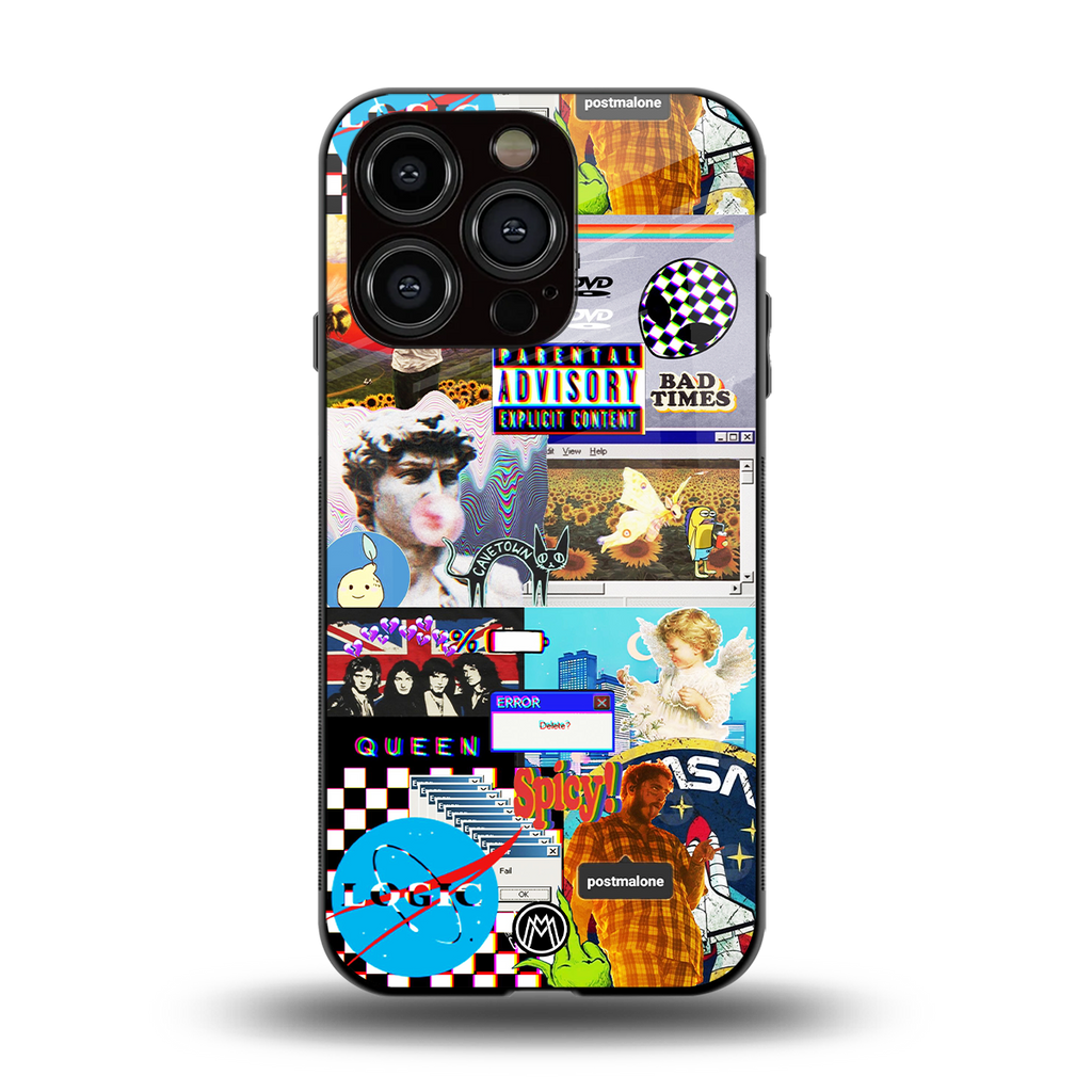 y2k collage aesthetic back phone cover | glass case for iphone 13 pro